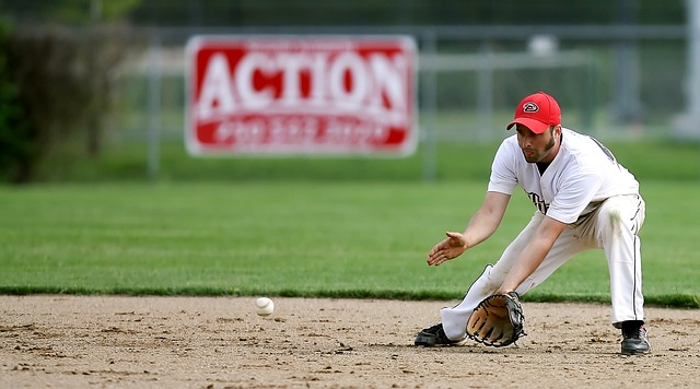 baseball player fielding a clean ball
